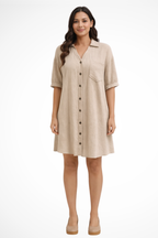 Cotton Blend Short Sleeve Midi Dress for Women UK – Wedding Guest Cocktail Dress & Formal Attire