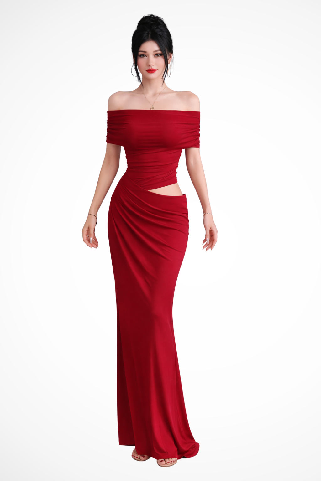 Off Shoulder Ruched Maxi Dress for Women UK – Wedding Guest & Bridesmaid