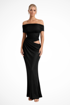 Off Shoulder Ruched Maxi Dress for Women UK – Wedding Guest & Bridesmaid