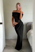 Off Shoulder Ruched Maxi Dress for Women UK – Wedding Guest & Bridesmaid
