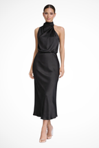 Satin Halter Neck Maxi Dress for Women UK – Wedding Guest & Mother of the Bride