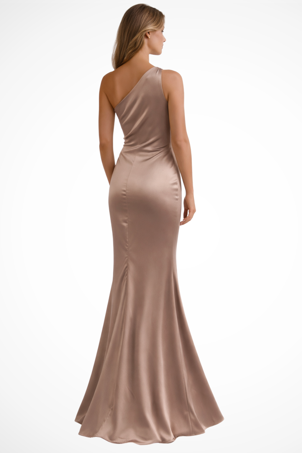 Champagne One Shoulder Sleeveless Maxi Dress for Women UK – Wedding Guest & Bridesmaid