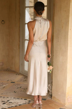 Satin Halter Neck Maxi Dress for Women UK – Wedding Guest & Mother of the Bride