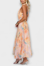Peach Halter Neck Maxi Dress for Women UK – Garden Party & Summer Occasion Wear