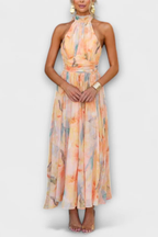 Peach Halter Neck Maxi Dress for Women UK – Garden Party & Summer Occasion Wear