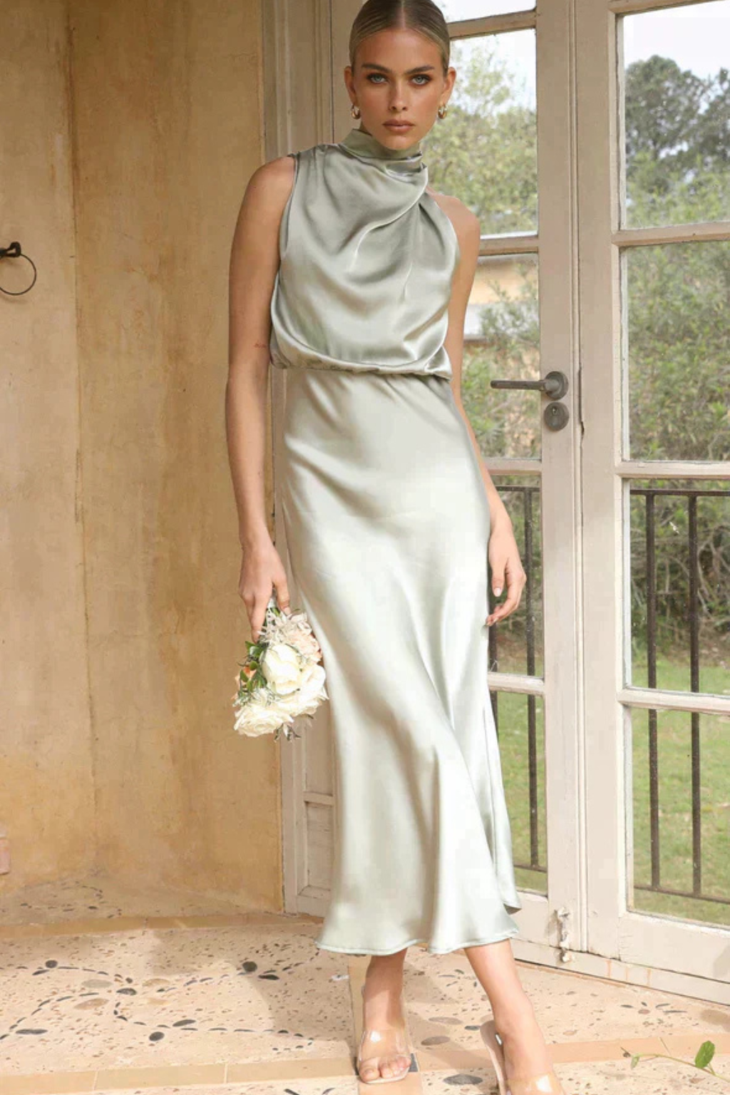 Satin Halter Neck Maxi Dress for Women UK – Wedding Guest & Mother of the Bride