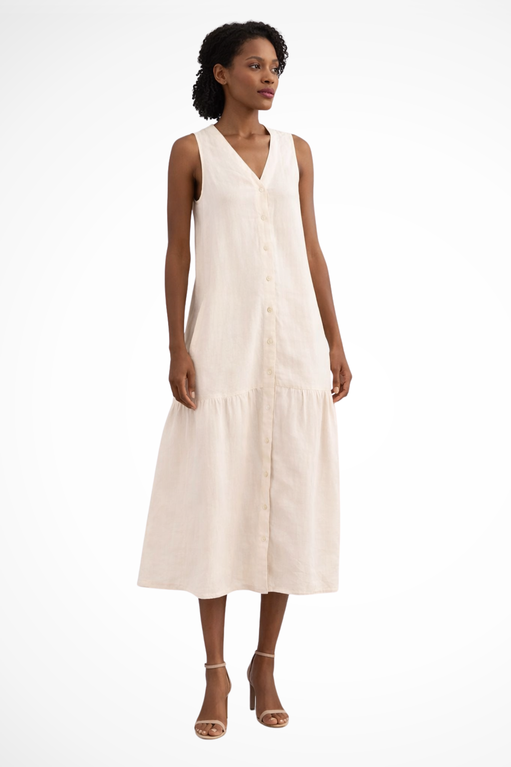 Linen V-Neck Sleeveless Maxi Dress for Women UK – Wedding Guest Summer Occasion Wear & Cocktail Attire