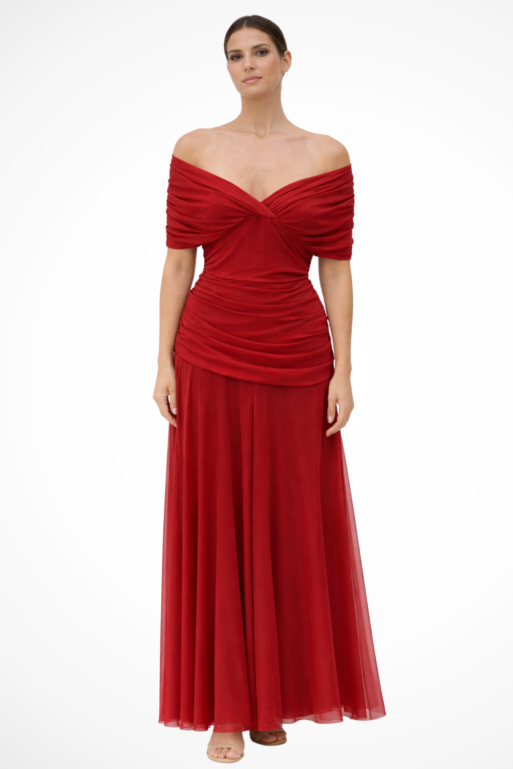 Off Shoulder Pleated Maxi Dress for Women UK – Garden Party & Summer Occasion Wear