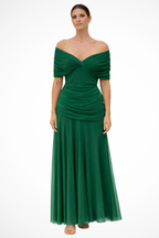 Off Shoulder Pleated Maxi Dress for Women UK – Garden Party & Summer Occasion Wear