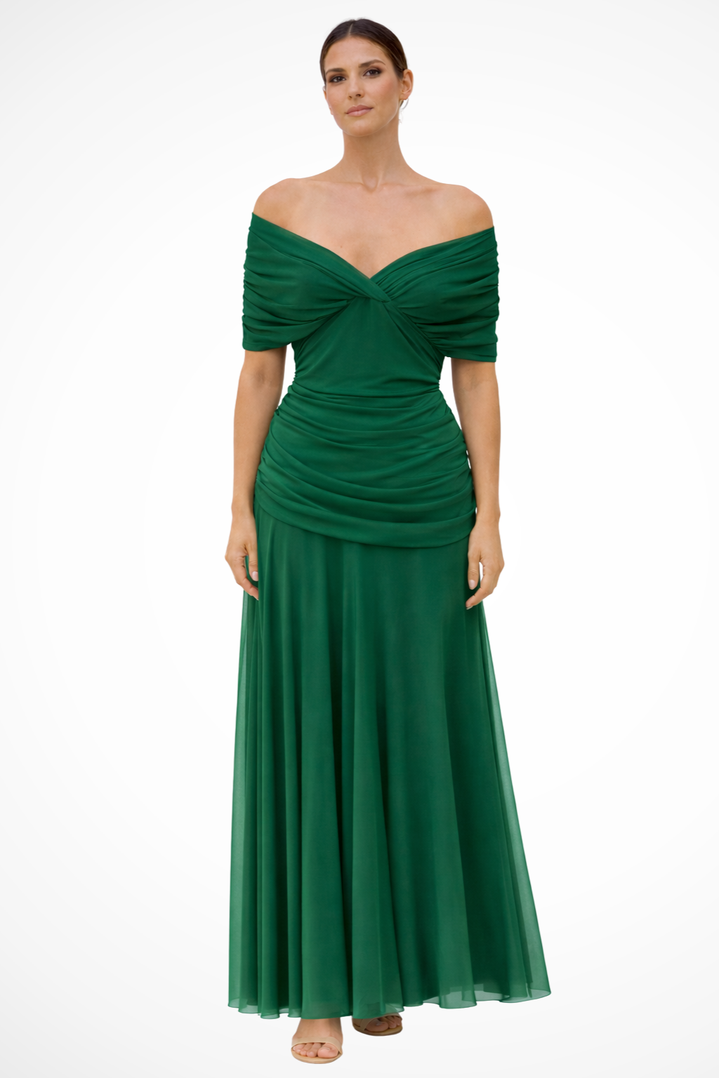 Off Shoulder Pleated Maxi Dress for Women UK – Garden Party & Summer Occasion Wear