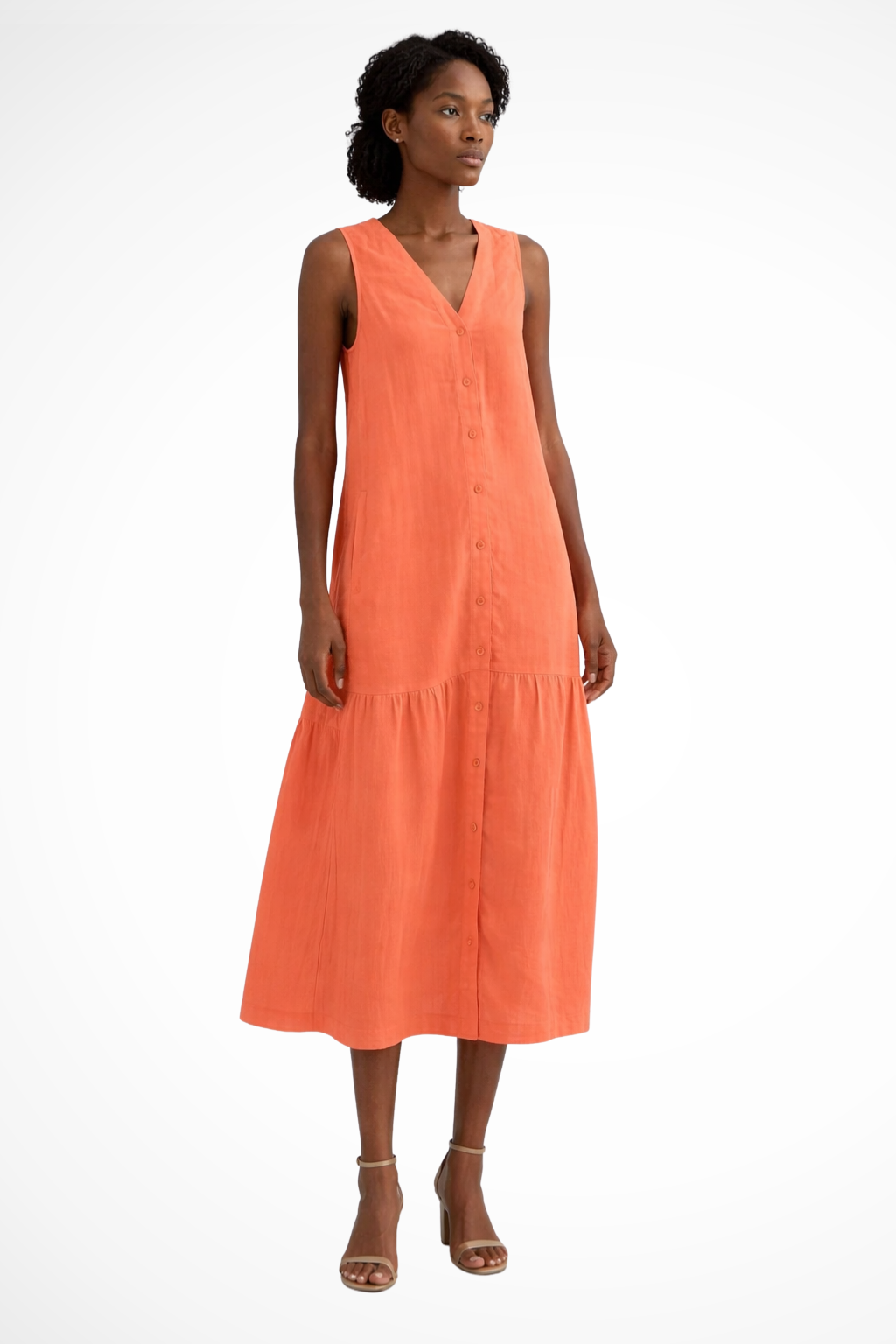 Linen V-Neck Sleeveless Maxi Dress for Women UK – Wedding Guest Summer Occasion Wear & Cocktail Attire