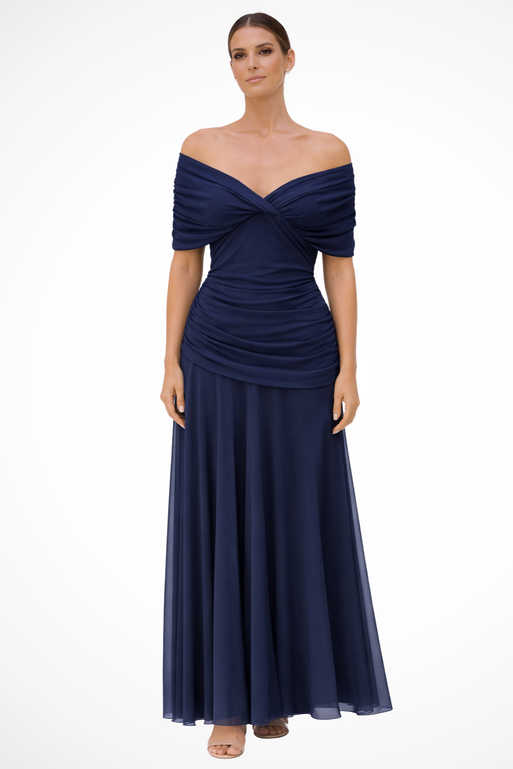 Off Shoulder Pleated Maxi Dress for Women UK – Garden Party & Summer Occasion Wear