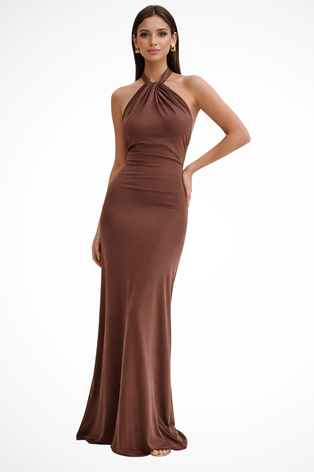 Halter Neck Fitted Maxi Dress for Women UK – Evening Gown Black Tie & Cocktail Attire