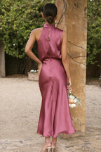 Satin Halter Neck Maxi Dress for Women UK – Wedding Guest & Mother of the Bride