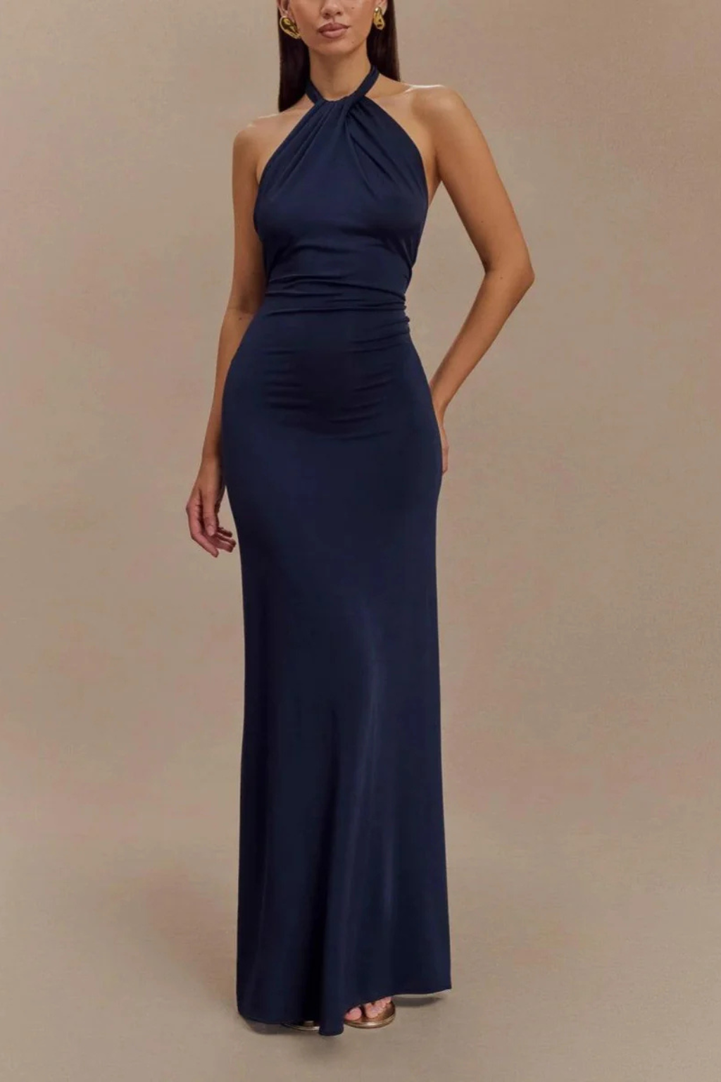 Halter Neck Fitted Maxi Dress for Women UK – Evening Gown Black Tie & Cocktail Attire