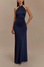Halter Neck Fitted Maxi Dress for Women UK – Evening Gown Black Tie & Cocktail Attire