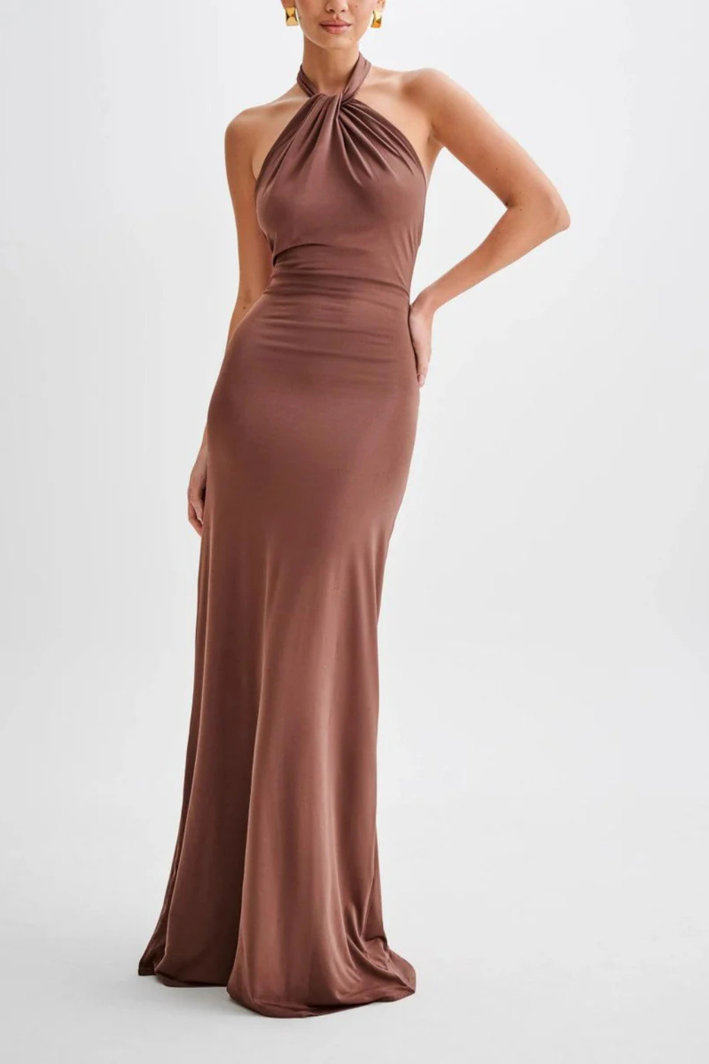 Halter Neck Fitted Maxi Dress for Women UK – Evening Gown Black Tie & Cocktail Attire