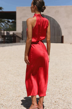 Satin Halter Neck Maxi Dress for Women UK – Wedding Guest & Mother of the Bride