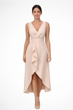 Beige Sleeveless Wrap Maxi Dress for Women UK – Wedding Guest & Bridesmaid