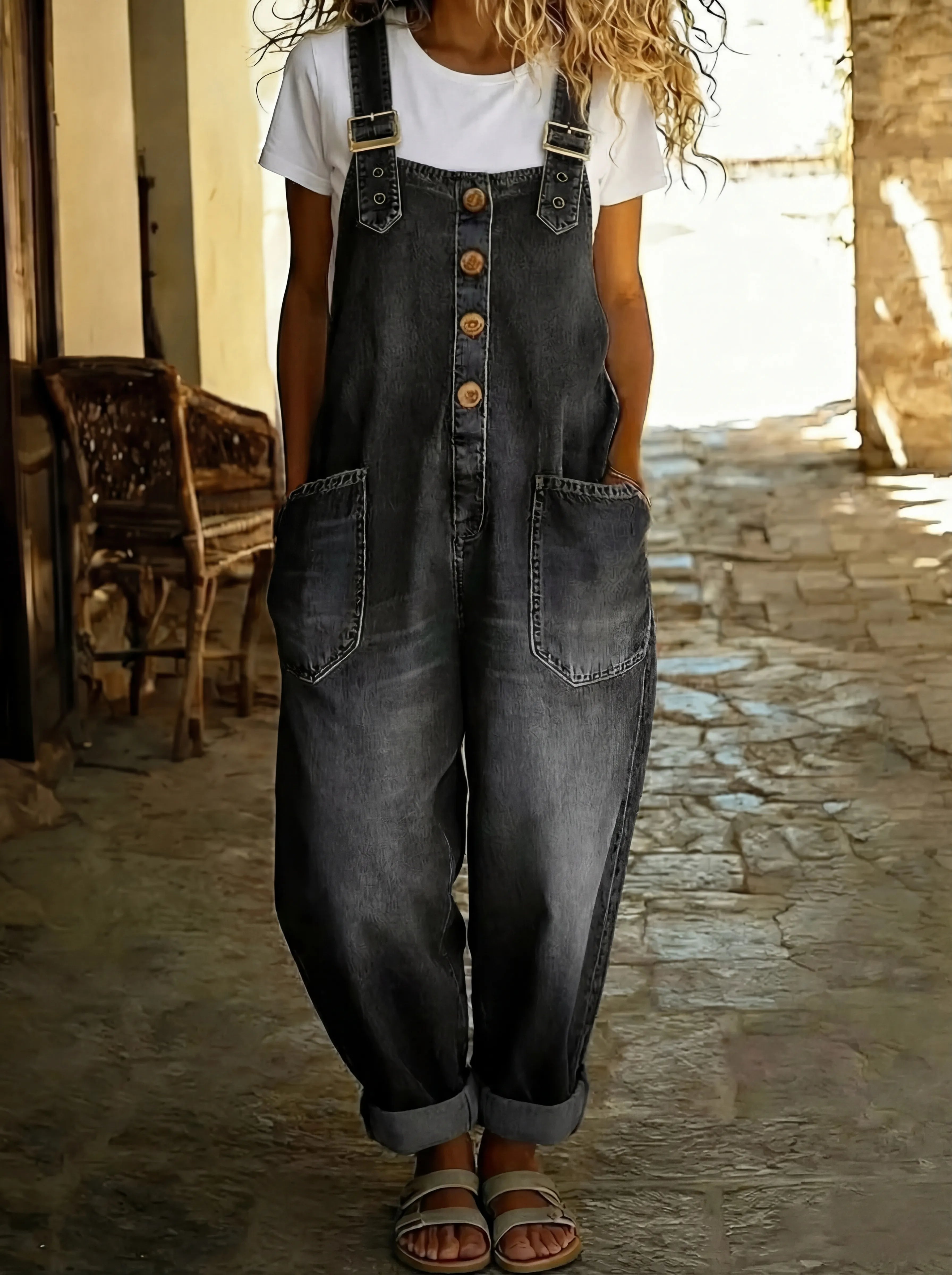 Adjustable Denim Overall Jumpsuit for Women - Versatile and Stylish Design