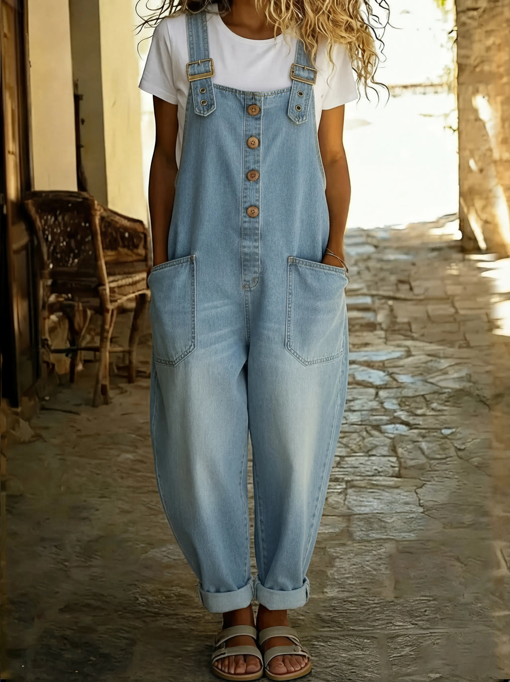 Adjustable Denim Overall Jumpsuit for Women - Versatile and Stylish Design