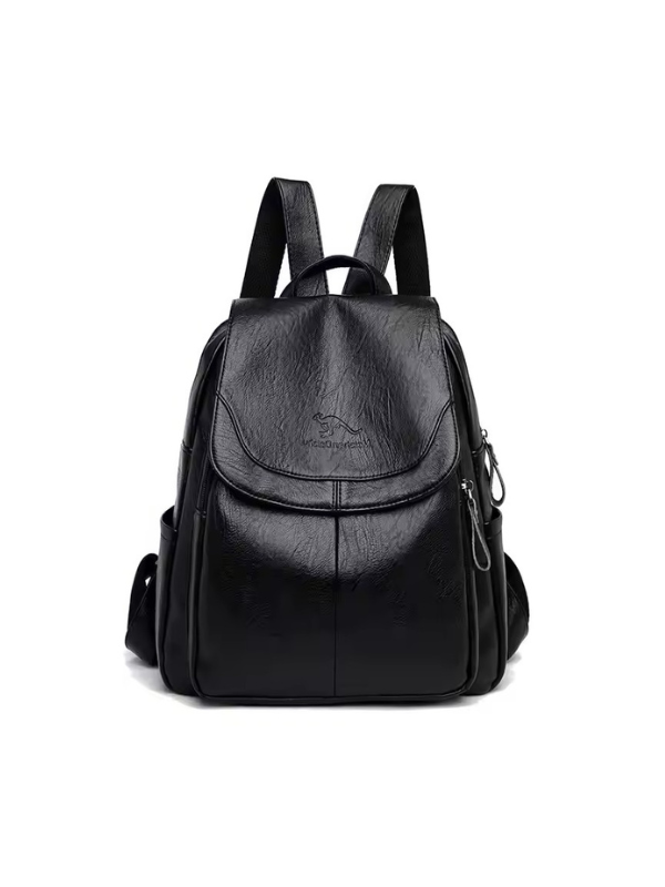 Anti-Theft PU Leather Backpack with RFID Protection - Stylish Travel Bag for Everyday Use Black