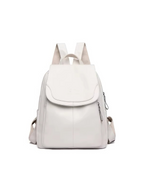 Anti-Theft PU Leather Backpack with RFID Protection - Stylish Travel Bag for Everyday Use White