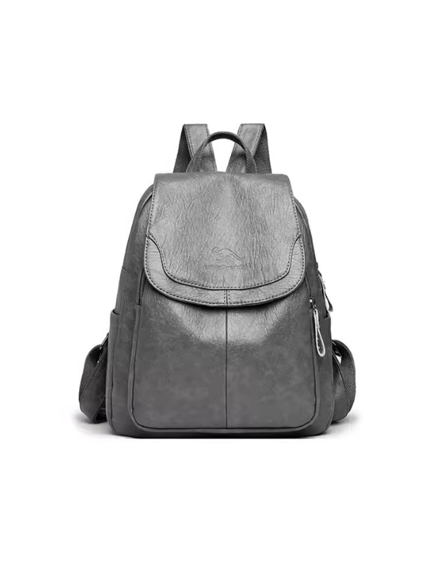 Anti-Theft PU Leather Backpack with RFID Protection - Stylish Travel Bag for Everyday Use Grey