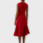Asymmetric Draped Midi Dress in Soft Fabric for Casual or Formal Wear