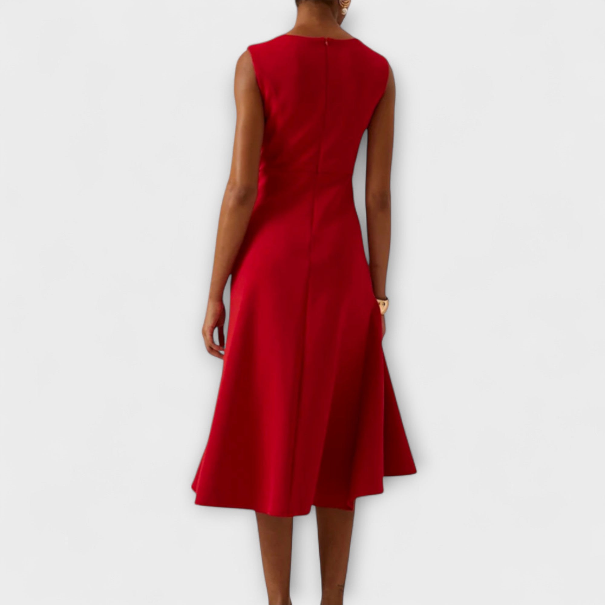 Asymmetric Draped Midi Dress in Soft Fabric for Casual or Formal Wear