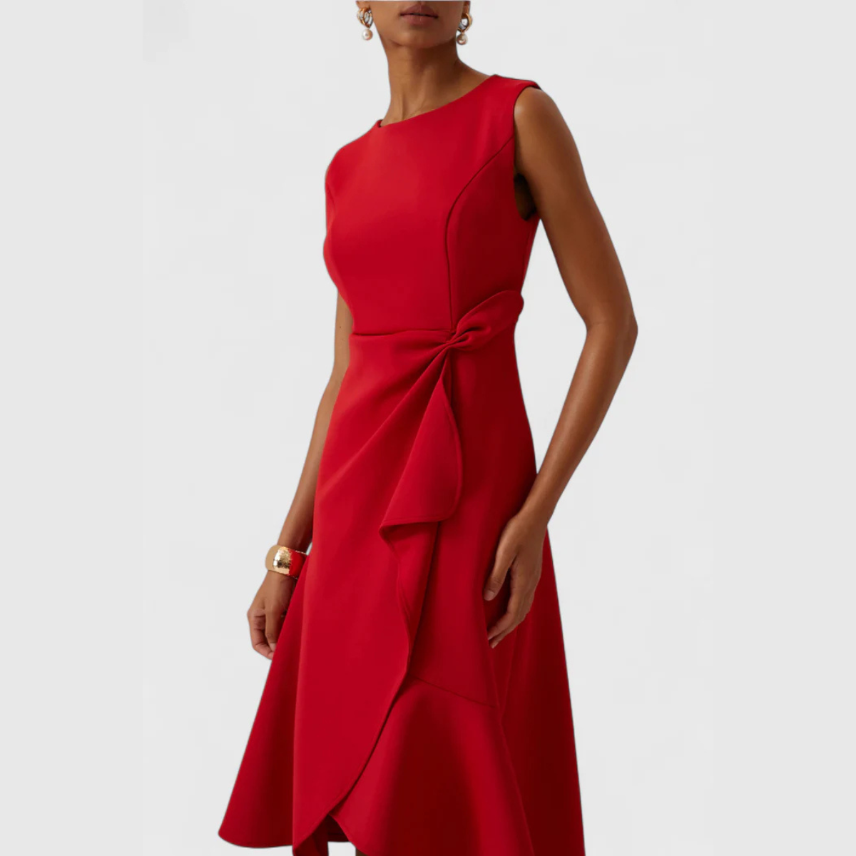 Asymmetric Draped Midi Dress in Soft Fabric for Casual or Formal Wear