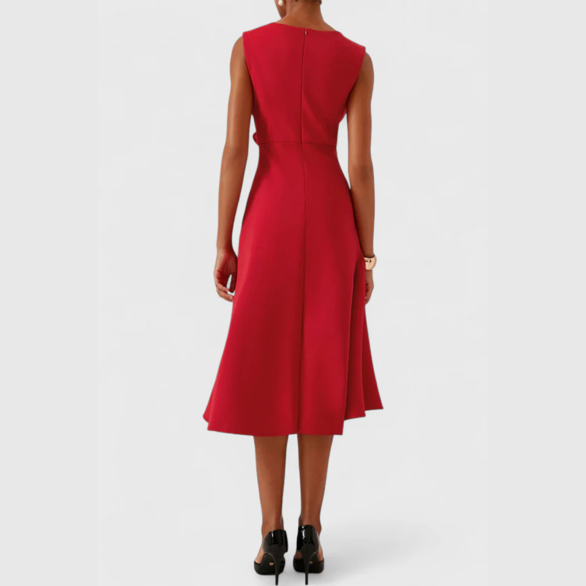 Asymmetric Draped Midi Dress in Soft Fabric for Casual or Formal Wear
