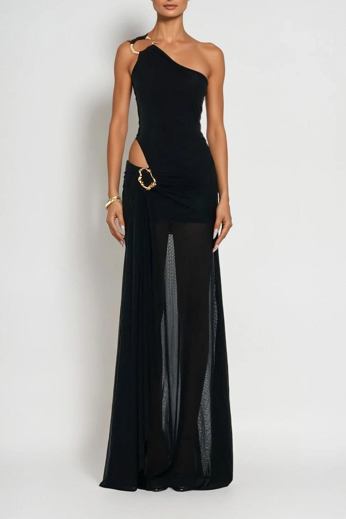 Asymmetric Maxi Dress in Lightweight Fabric for Casual or Formal Wear