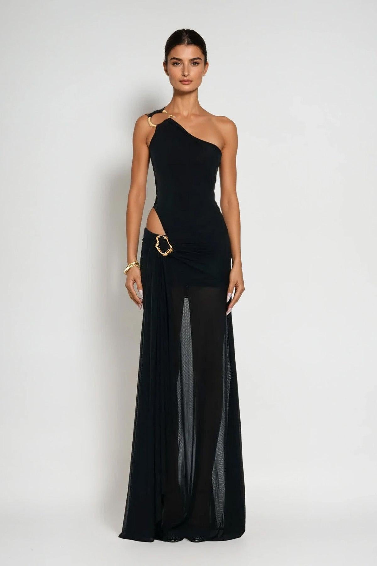 Asymmetric Maxi Dress in Lightweight Fabric for Casual or Formal Wear