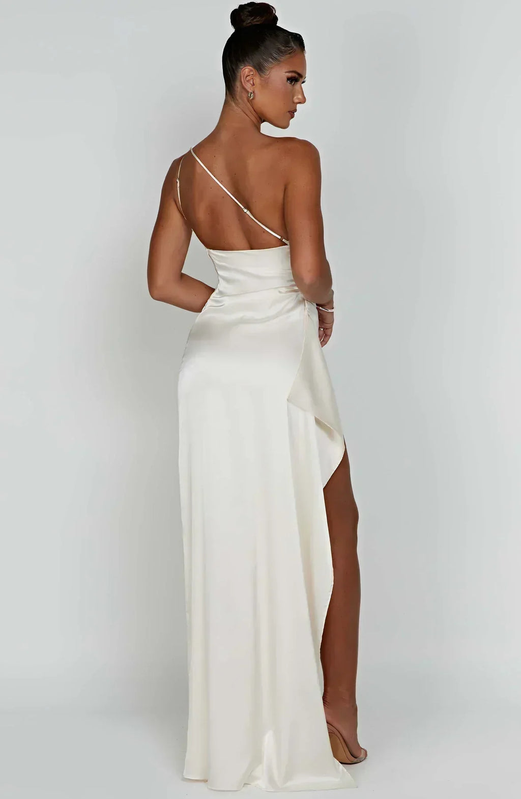Asymmetric Slit Maxi Dress - Lightweight Fabric - Evening Party Wear for Women