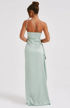 Asymmetric Slit Maxi Dress - Lightweight Fabric - Evening Party Wear for Women