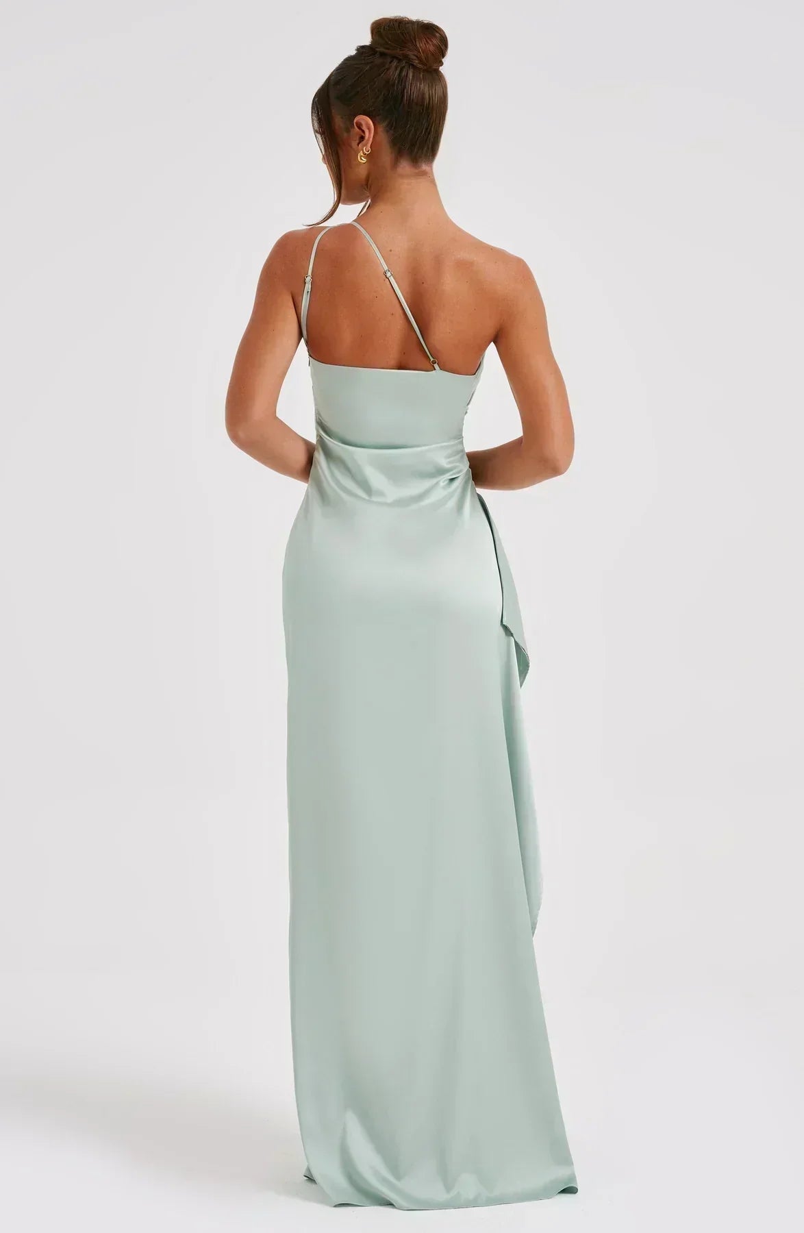 Asymmetric Slit Maxi Dress - Lightweight Fabric - Evening Party Wear for Women