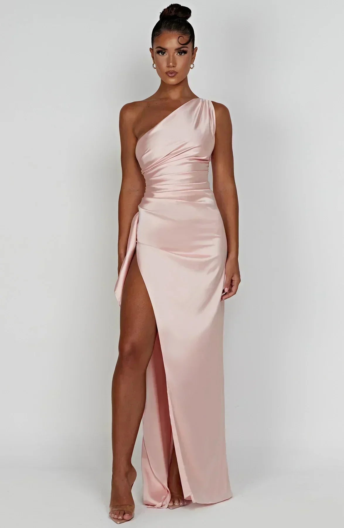 Asymmetric Slit Maxi Dress - Lightweight Fabric - Evening Party Wear for Women
