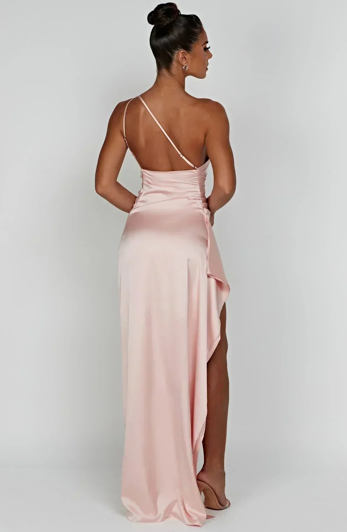 Asymmetric Slit Maxi Dress - Lightweight Fabric - Evening Party Wear for Women