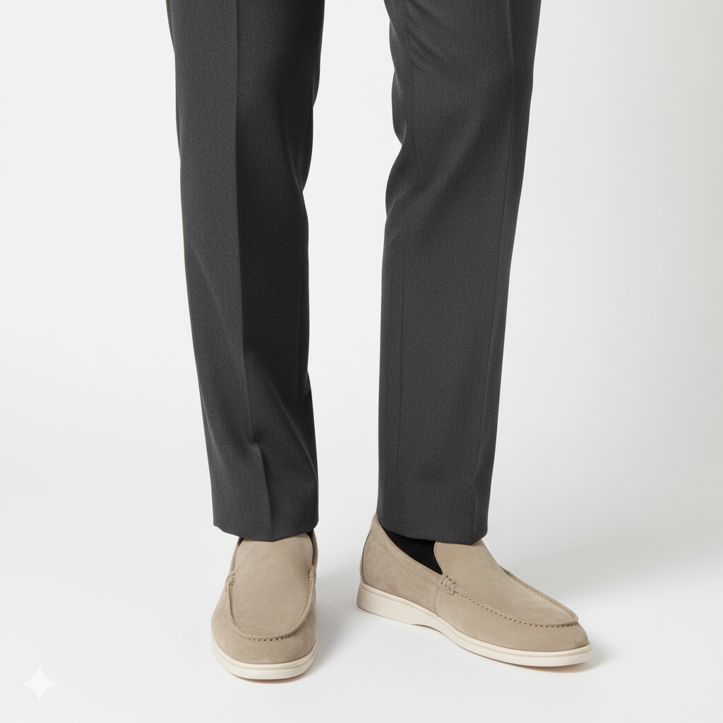 Beige Suede Loafers for Men