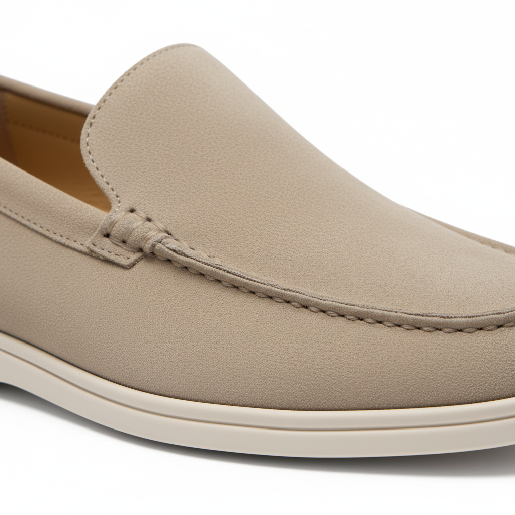 Beige Suede Loafers for Men