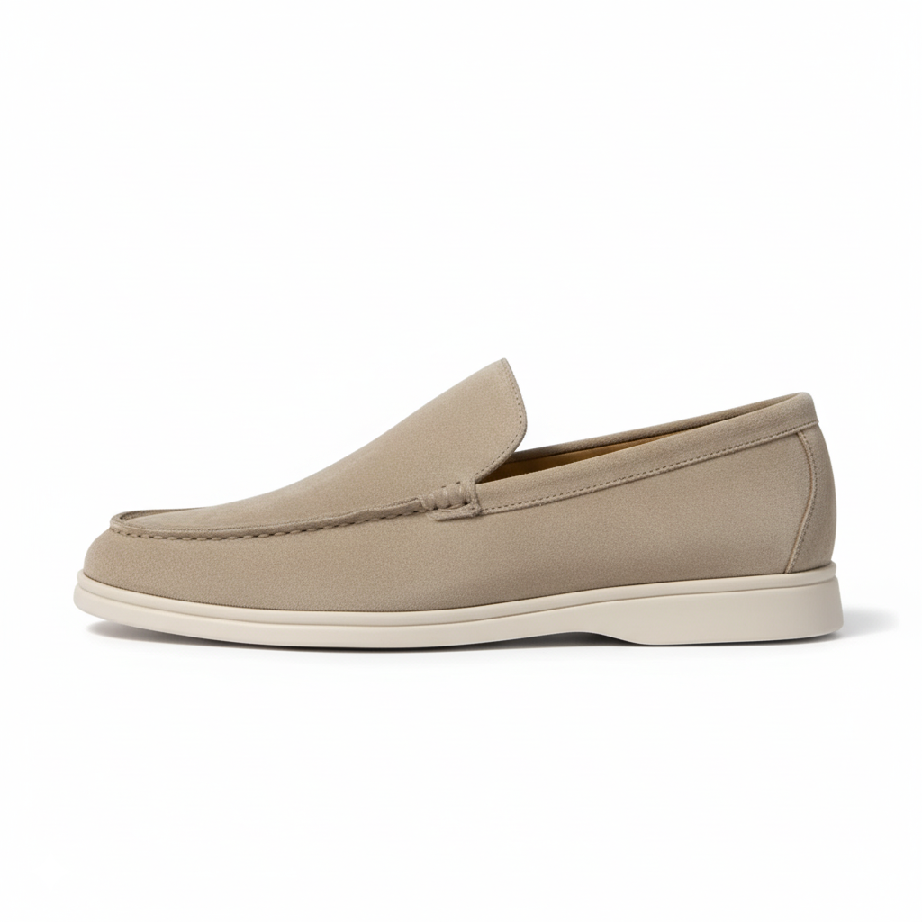 Beige Suede Loafers for Men