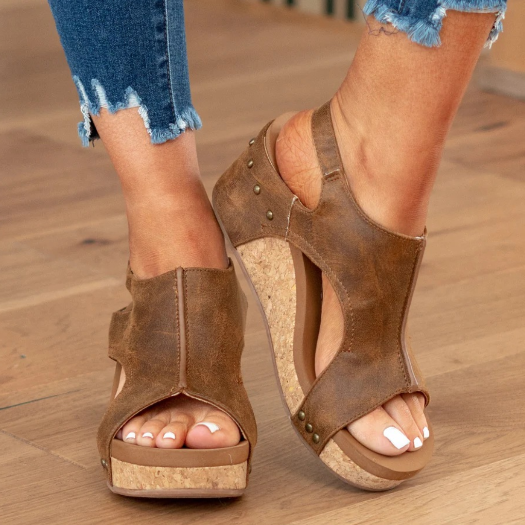 Beige Suede Wedge Sandals Women UK – Smart Casual Holiday Wear Evening