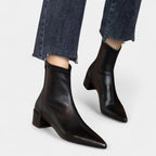 Black Faux Leather Block-Heel Ankle Boots Women UK – Smart Casual Footwear, Evening Out & Weekend