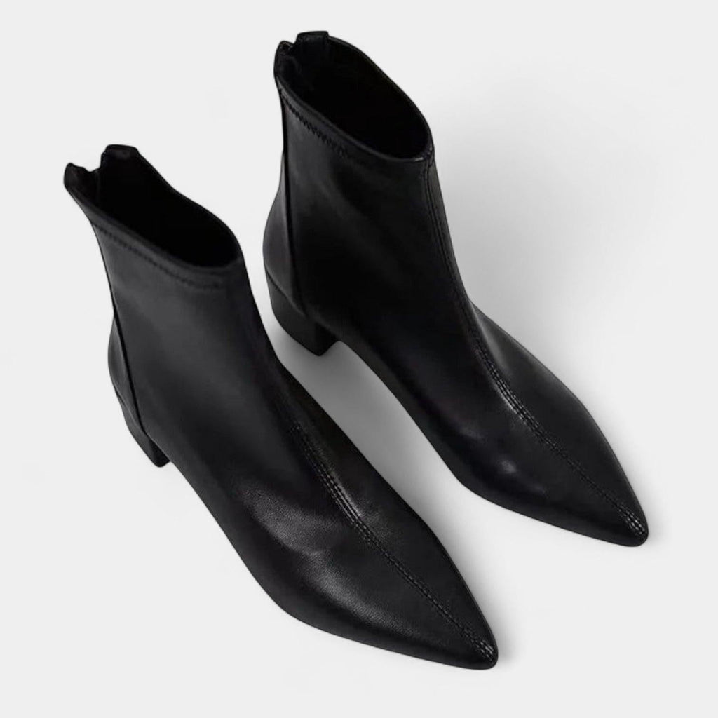 Black Faux Leather Block-Heel Ankle Boots Women UK – Smart Casual Footwear, Evening Out & Weekend