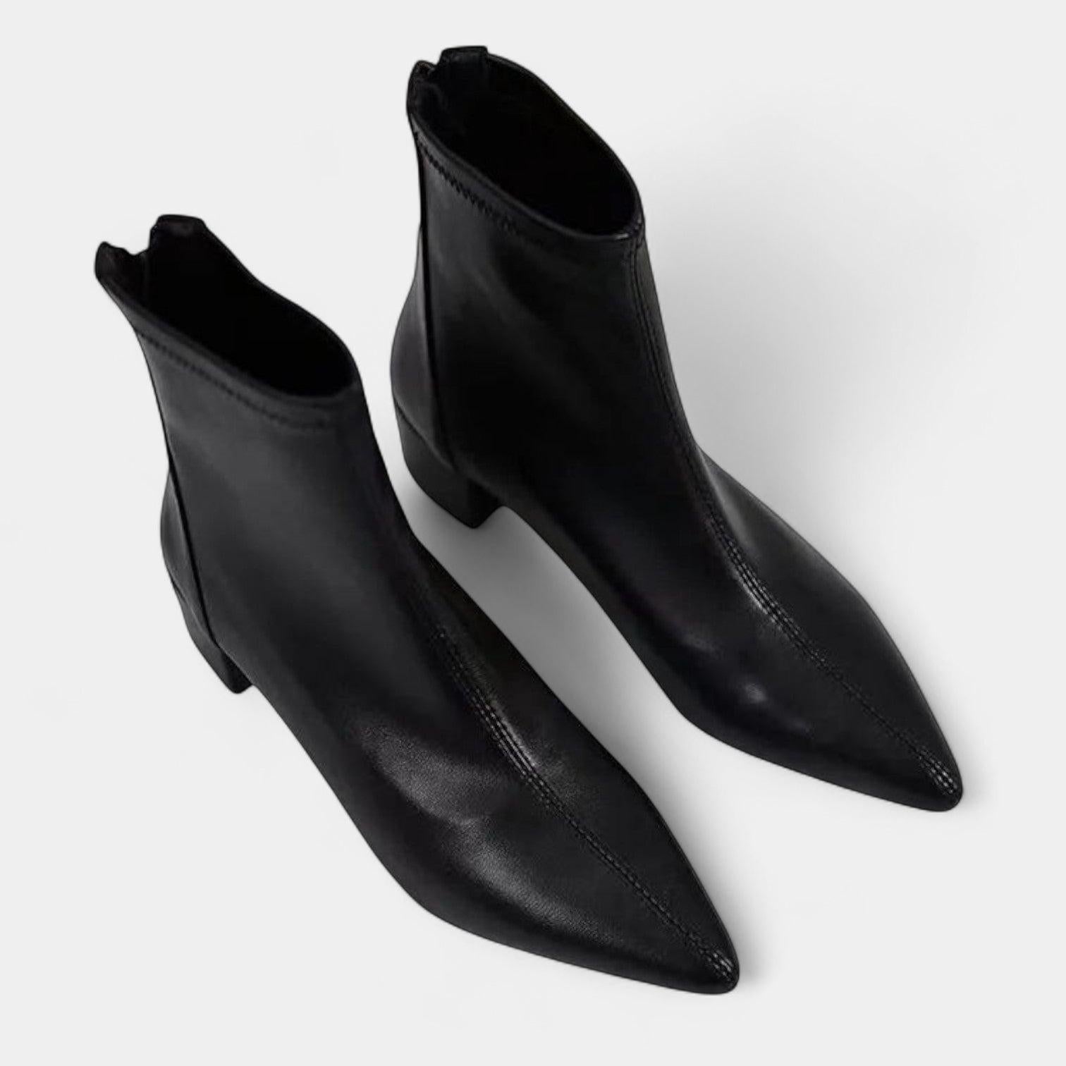 Black Faux Leather Block-Heel Ankle Boots Women UK – Smart Casual Footwear, Evening Out & Weekend