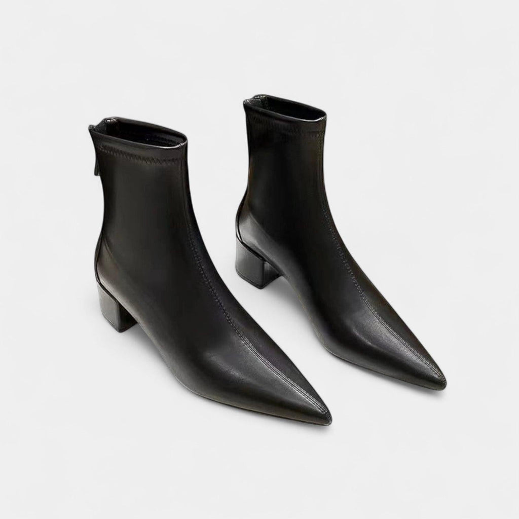 Black Faux Leather Block-Heel Ankle Boots Women UK – Smart Casual Footwear, Evening Out & Weekend