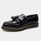Black Leather Men's Tassel Loafers UK – Polished Dress Shoes for Formal Business Wear, Evening