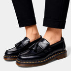 Black Leather Men's Tassel Loafers UK – Polished Dress Shoes for Formal Business Wear, Evening