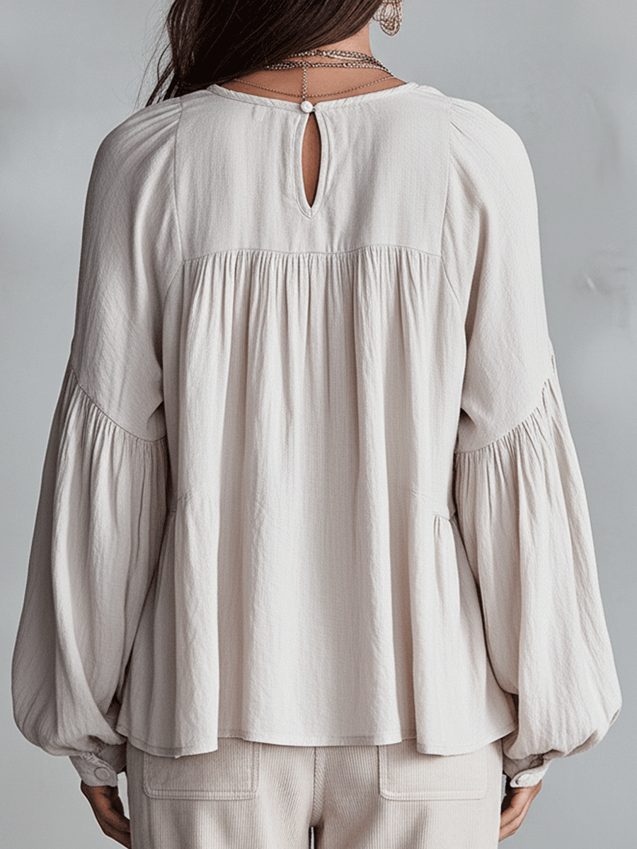 Bohemian Ruffle Blouse in Soft Fabric - Vintage-Inspired Women's Top